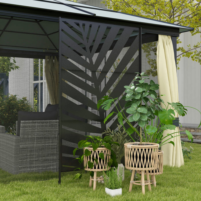 Outsunny Paravent De Confidentialite En Metal Avec Piquets De Sol Exterieur
