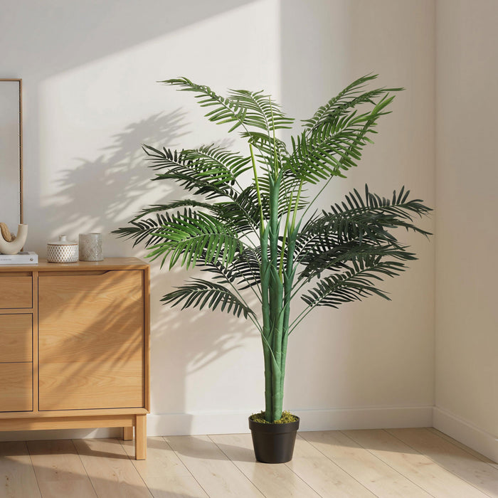 Outsunny Palmier Tropical Artificiel 152 cm, Faux Arbre avec Feuilles Realistes