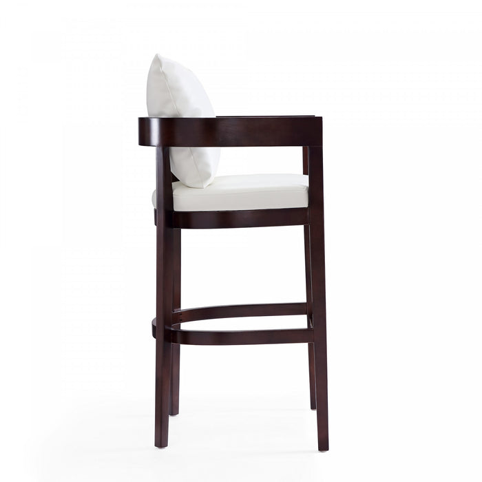 Tabouret de bar en bois rembourre style mid-century Ritz, ivoire – Lot de 2