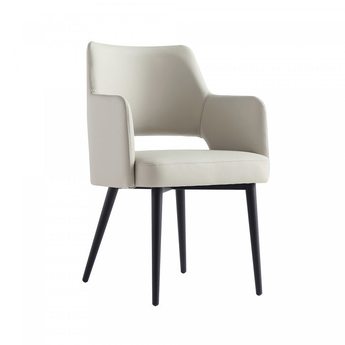 Fauteuil moderne Tremont en metal et cuir vegetalien gris pierre