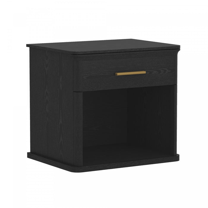 Table de nuit traditionnelle Clifford en noir (1 tiroir)