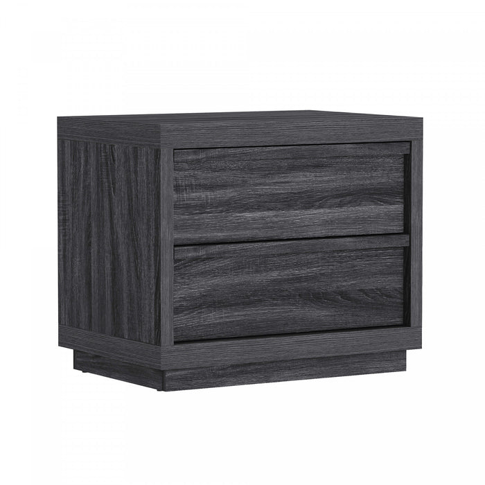 Table de nuit contemporaine Navis 66 cm en gris charbon (2 tiroirs)