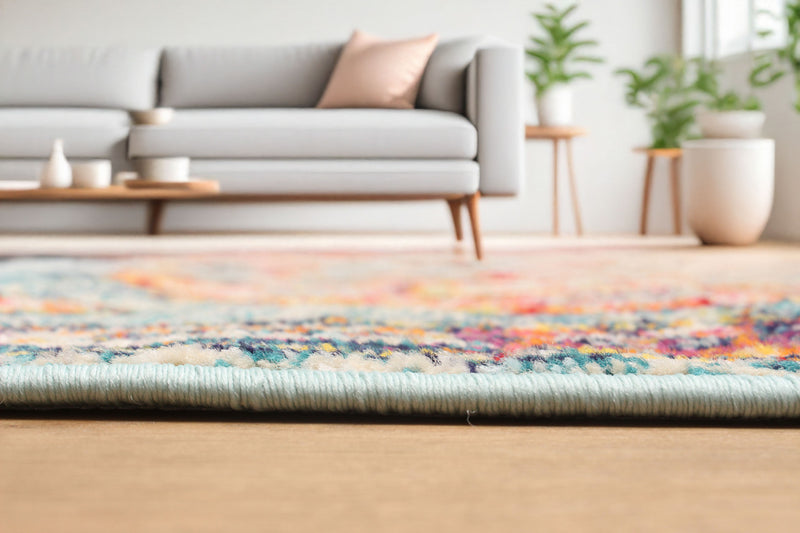 Tapis de Couloir Traditionnel Lotus 2'8\" x 8'2\" en Bleu