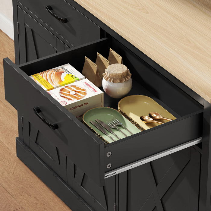HOMCOM Armoire de cuisine 69\" avec station de charge, noir