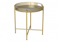  Table de bout avec miroir - dessus doré de forme ronde