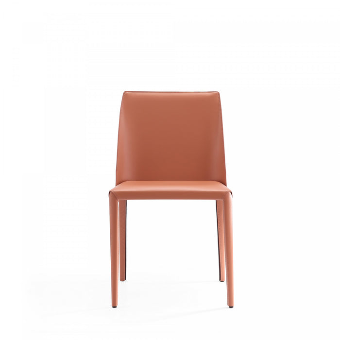 Chaise de salle a manger moderne en cuir vegetalien Paris couleur argile - Lot de 4