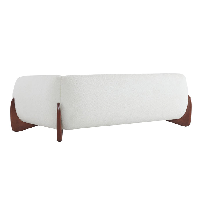 Harold Canape 3 places en bois de 82,75\" avec revetement boucle et sherpa, beige