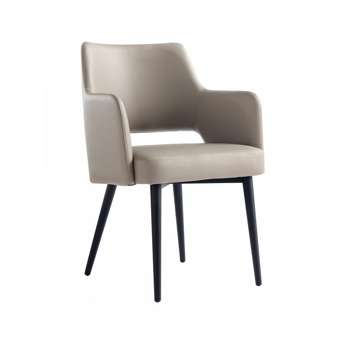 Fauteuil moderne Tremont en metal et cuir vegetalien taupe