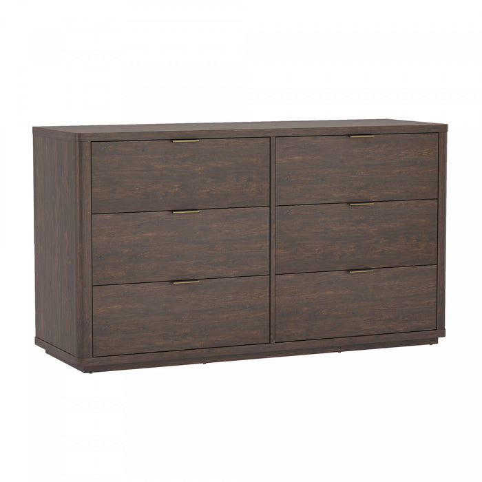 Commode moderne Evelyn 60\" en brun (6 tiroirs)