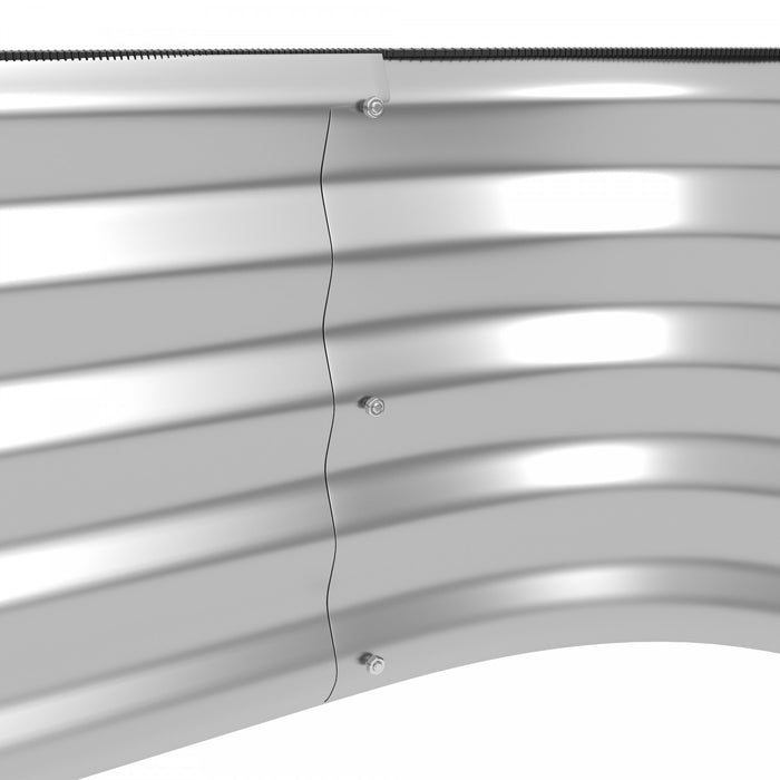 Outsunny Kit De Jardiniere Surelevee A 2 Niveaux, 4x3x1pi Jardiniere D'exterieur Galvanisee Avec Bordure De Securite Pour Legumes, Fleurs, Fruits Et Herbes, Argent