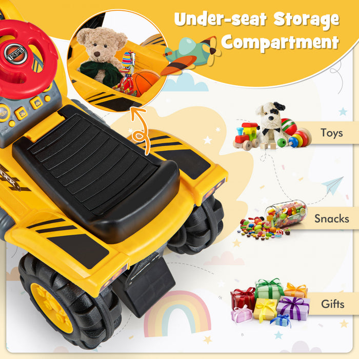 Costway Tracteur A Pedales A Monter Pour Enfant Vehicule Tracteur Excavatrice Trotteur Trotteur D'equilibre Vocal De Quatre Pneus Pour Enfant Jaune
