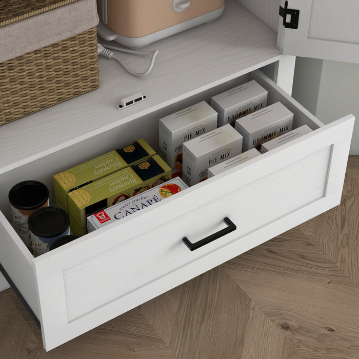 HOMCOM Armoire de rangement de cuisine avec etageres reglables, blanc
