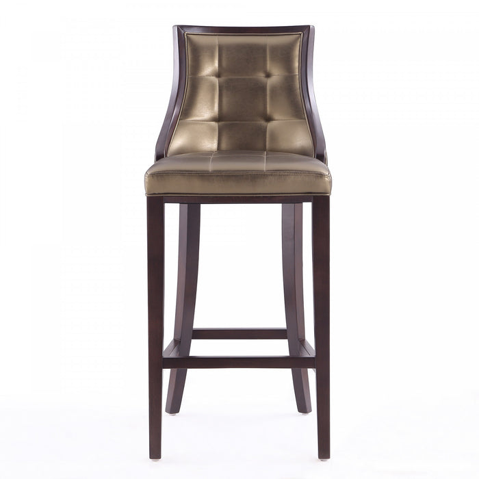 Tabouret de bar traditionnel en bois avec assise rembourree Fifth Avenue, bronze - Lot de 2