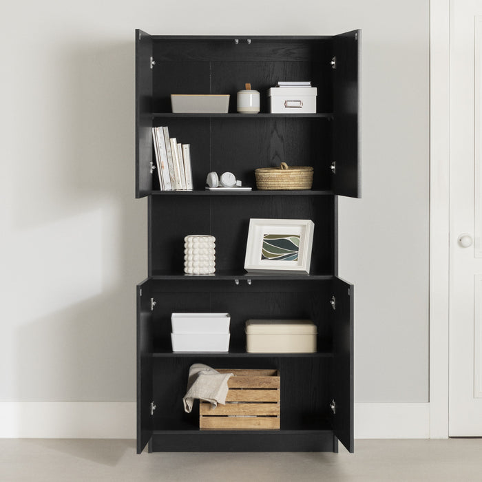 Liora Bibliotheque 4 Portes Et Rangement Ouvert - Chene Noir