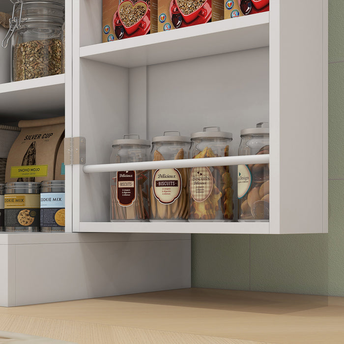 HOMCOM Armoire de cuisine 65\" avec etageres et supports a epices, blanc