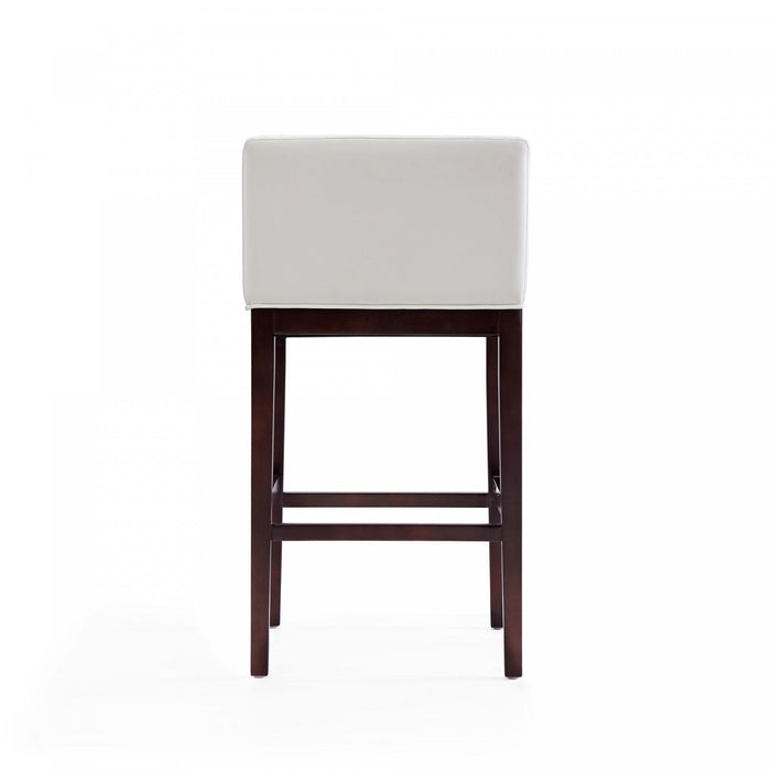 Tabouret de bar Kingsley style Mid-Century Modern en bois et tissu ivoire - Lot de 2