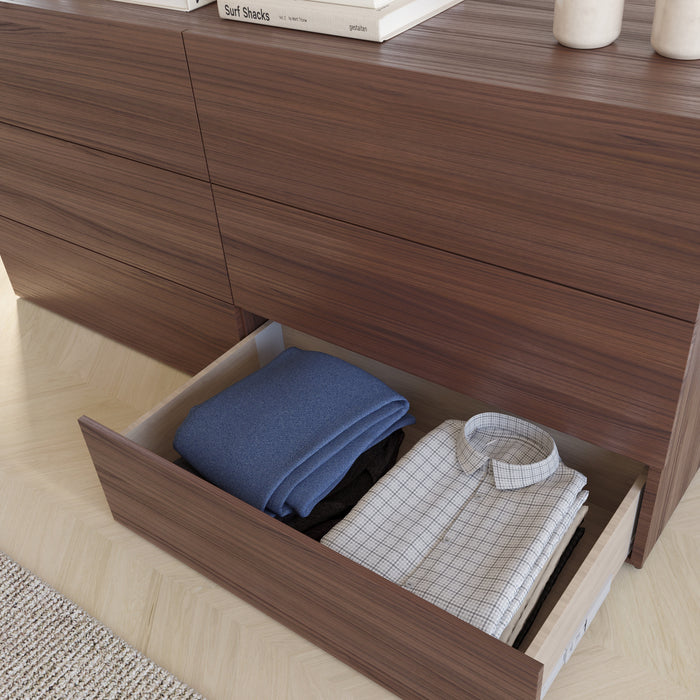 Commode James Nordika Nexera à 6 tiroirs - noyer