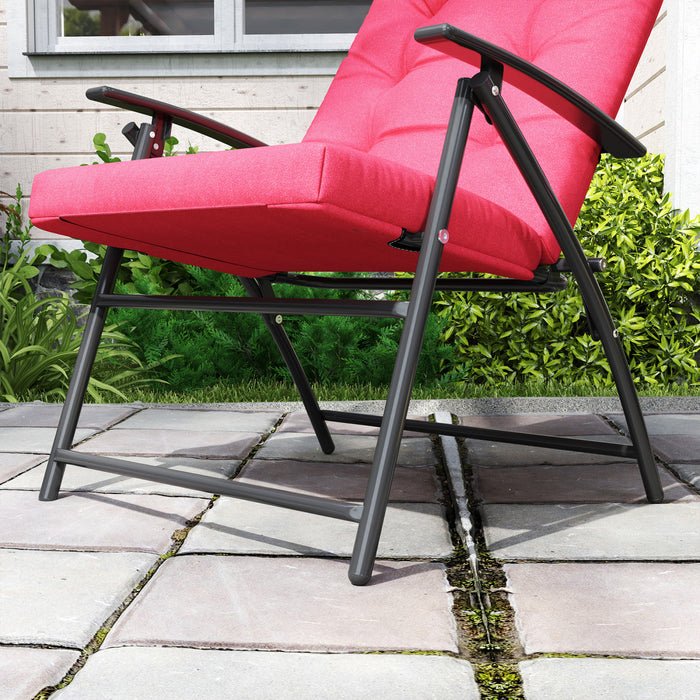 Outsunny Chaise Longue Pliable, Fauteuil Inclinable Rembourre, Rouge