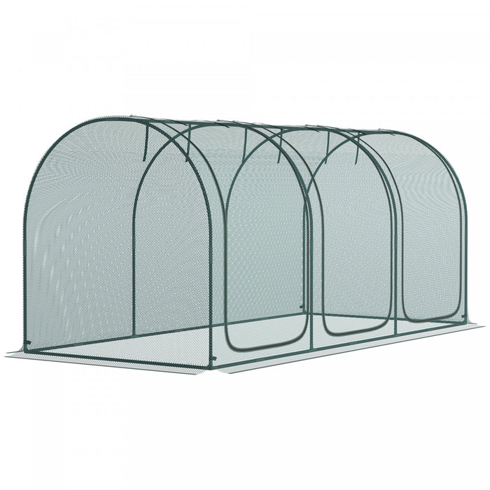Outsunny Cage De Culture 9 X 4pi Avec Portes Zippees Sac De Rangement, Vert