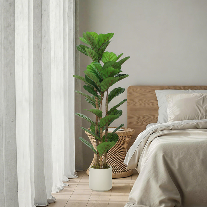 Figuier lyre artificiel HOMCOM, arbre de 4[i pour decoration interieure