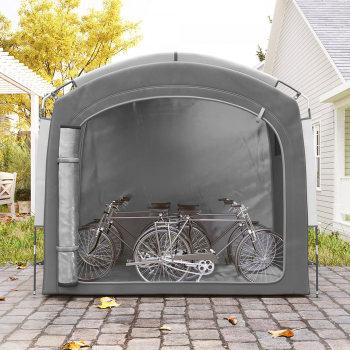 Outsunny Tente De Rangement Pour Velos Avec Sac De Transport, Gris