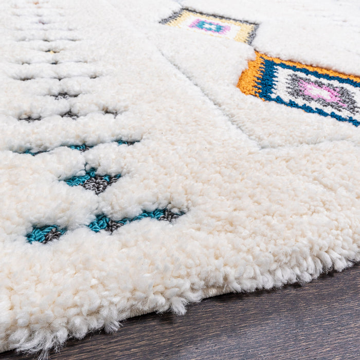 Carpette à poil long Lola à motif de diamants - 2 pi 7 po x 8 pi