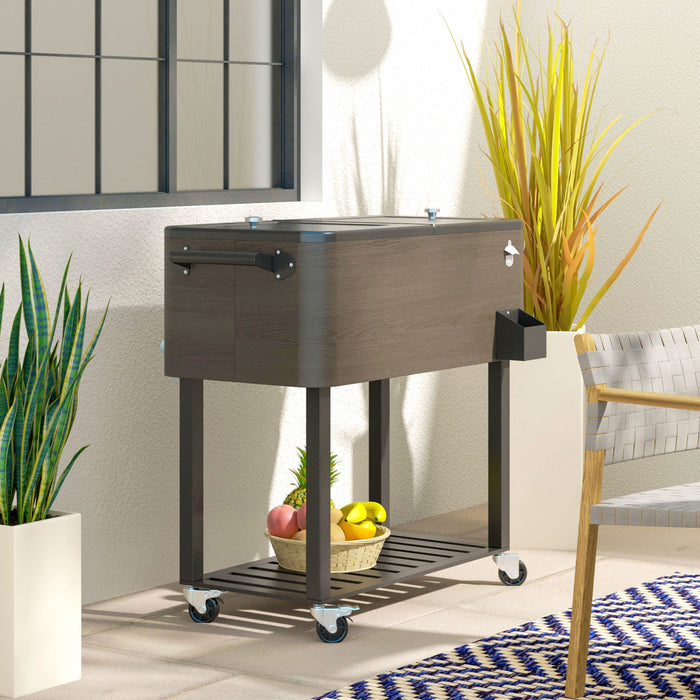 Outsunny Chariot isotherme De 67 L avec ouvre-bouteille, glaciere roulante