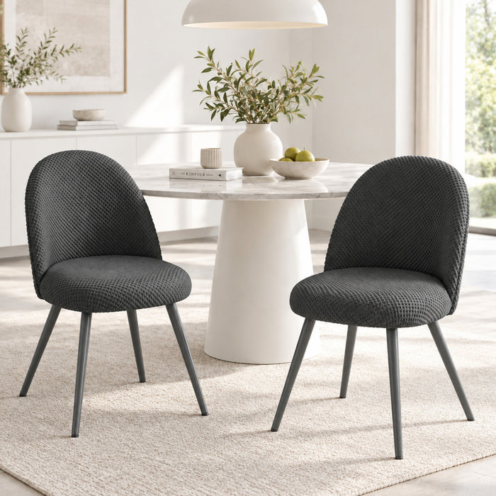 HOMCOM Dining Chairs Set of 2 with Velvet Fabric Upholstery, Dark Grey