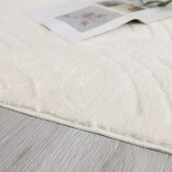 Tapis A Poils Longs Lavable En Velours Creme Crescent 5'x7'