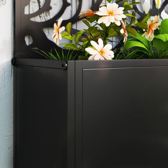 Outsunny Lit de jardin sureleve avec panneau d'intimite jardiniere en metal