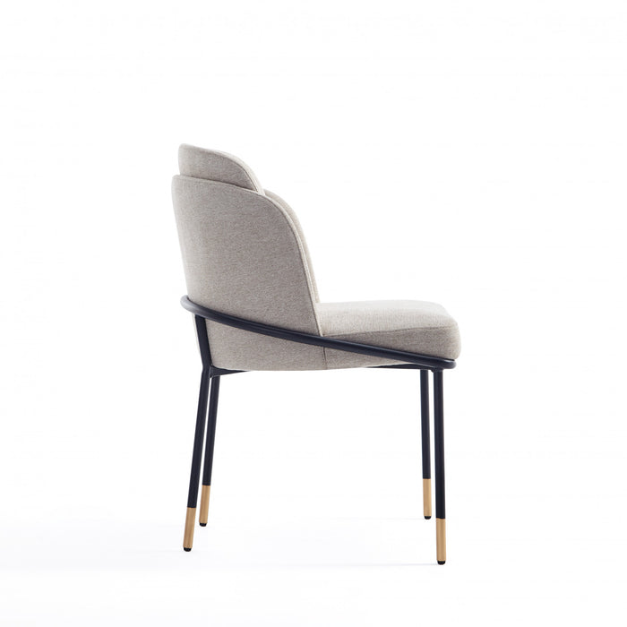Chaise de salle a manger Flor en metal moderne a tissage serge, couleur ble - Lot de 2