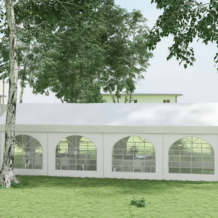 Outsunny Tente De Fete Et Abri D'auto De 10' X 26', Abri De Tente D'exterieur Robuste, Garage Portable Avec Parois Laterales Amovibles, 2 Portes Et Fenetres, Tentes Pour Fetes, Evenements, Barbecue