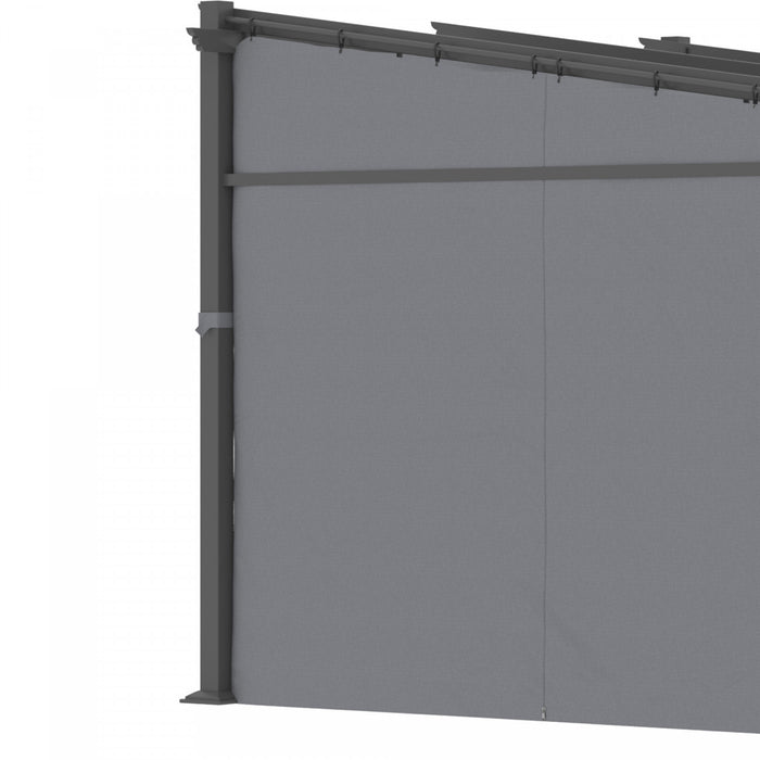 Outsunny Pergola Metallique De 9.7' X 9.7' Avec Toit Coulissant, Auvent De Pergola Retractable Pour L'exterieur, Patio, Gris Fonce