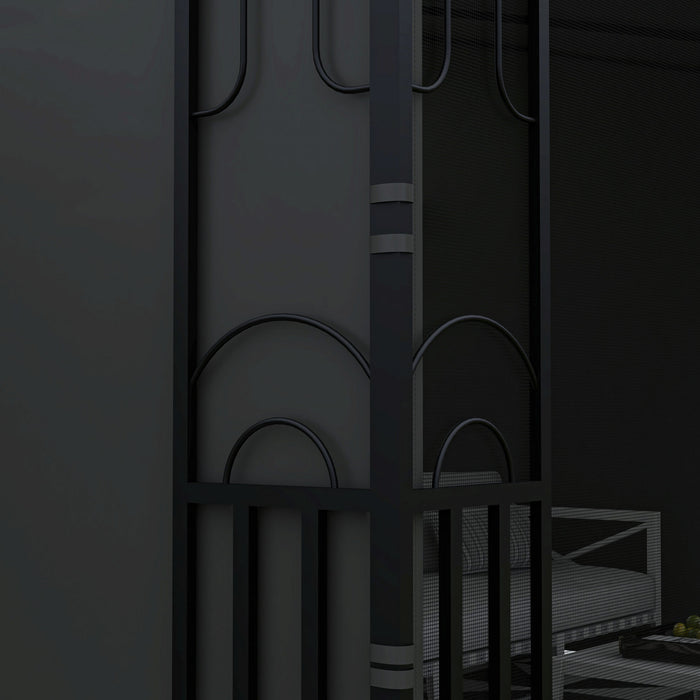 Outsunny Pergola 10' X 13' Avec 2 Rideaux Et 2 Filets, Abri Solaire Mural Pour Terrasse, Resistant Aux Uv, Pour Porche, Patio, Etc.