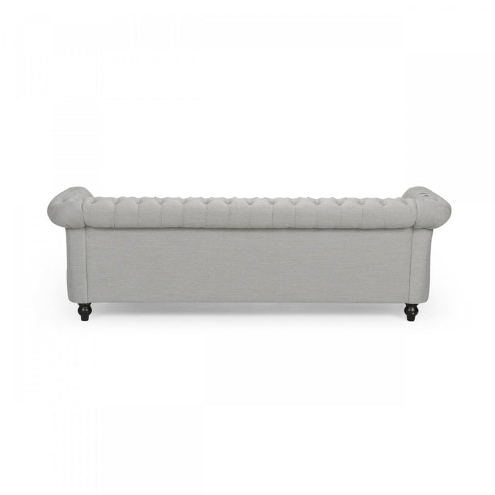 Sofa 3 Places Colin En Tissu Avec Dossier Capitonné Et Garniture De Clous - Gris