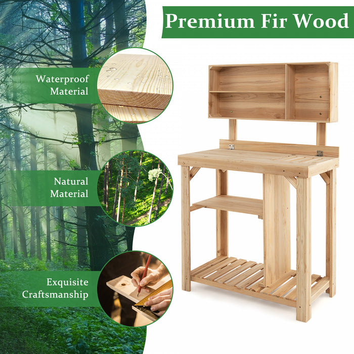 Costway Garden Potting Table Outdoor Potting Bench Station De Travail En Bois W / Etagere De Stockage