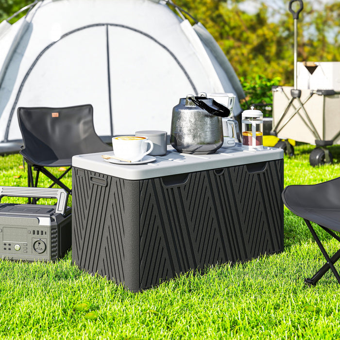 Outsunny Boite De Rangement Exterieure De 100 Gal, Etanche Et Verrouillable