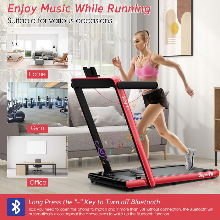 Tapis De Course Pliable 2 En 1superfit – Moteur 2,25 Cv – Double Ecran – Haut-parleur Bluetooth