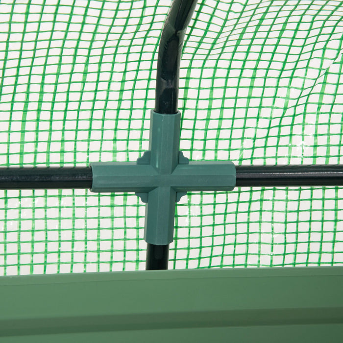 Outsunny Lit De Jardin Sureleve Avec Housse, Mini Serre, Vert