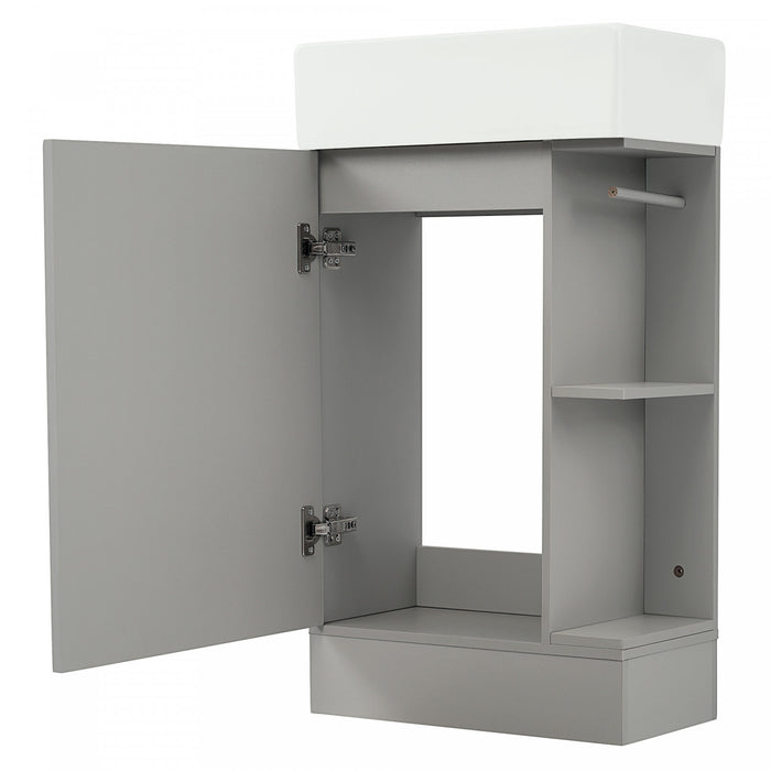 Ethan Meuble-lavabo de 18,6\" avec vasque et etagere reglable, Gris