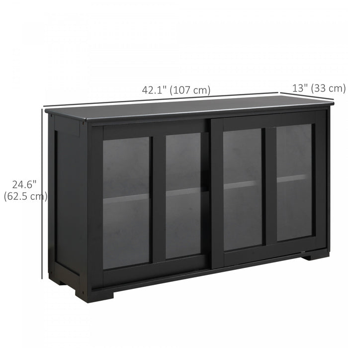 HOMCOM Buffet de cuisine modulable avec porte coulissante vitree