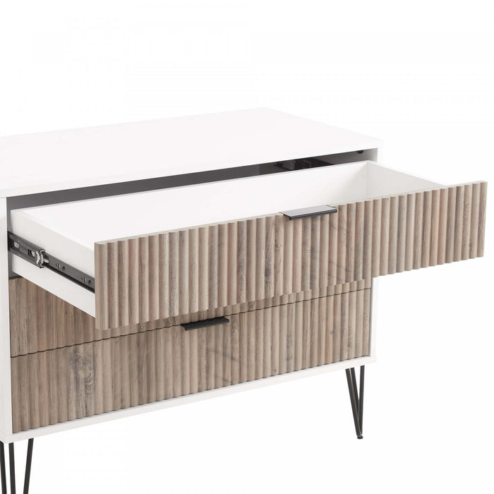Ensemble moderne de commode 2 pieces Dumbo en gris rustique et blanc