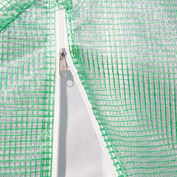 Outsunny 118\"x 118\"x 78,75\" Grande Serre En Polytunnel A Double Couverture Exterieure Avec Portes Et Fenetres A Fermeture Eclair Enroulable Pour Faire Pousser Des Plantes, Des Herbes Ou Des Fleurs