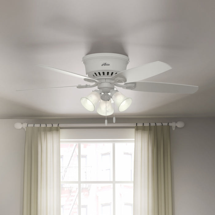 Ventilateur de plafond à profil bas du constructeur avec luminaire - Blanc