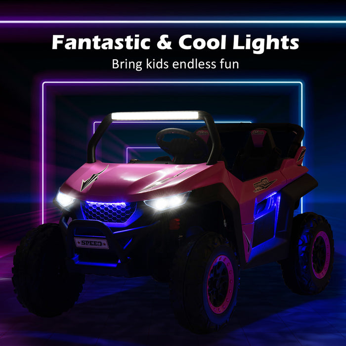 Costway 12v 2 Places Enfants Roulent Sur La Suspension De Vehicule Electrique UTV RC W / Lumieres Et Musique