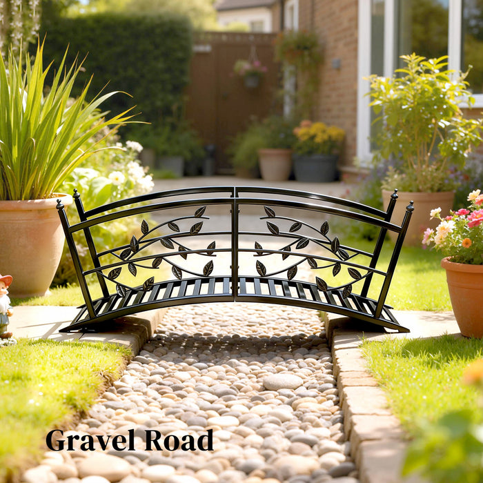 Outsunny Pont de Jardin Metal 120 cm avec Garde-Corps Securises, Pont Exterieur