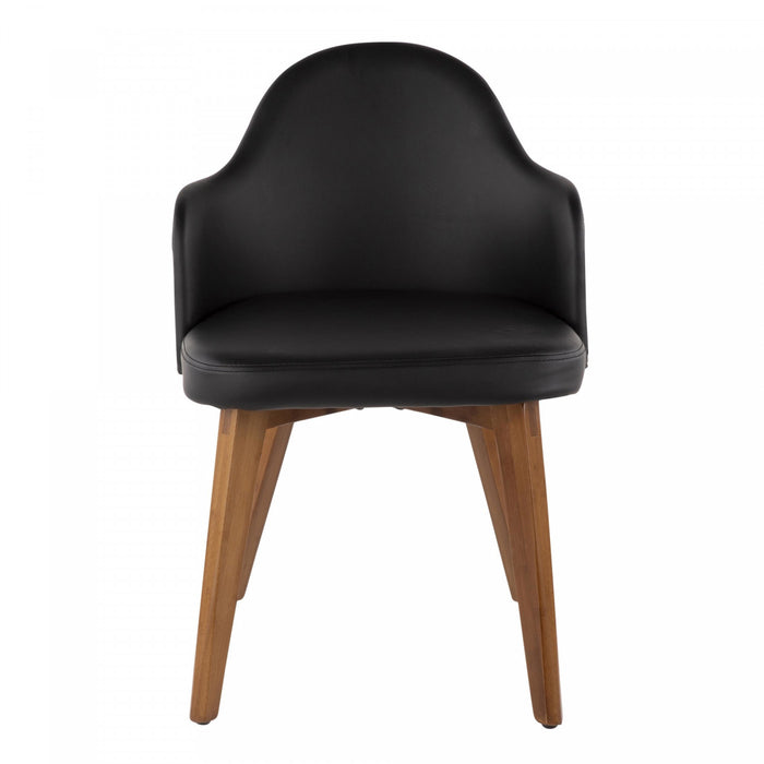 Chaise de salle à manger de style du milieu du 20e siècle Ahoy en similicuir - noyer et noir