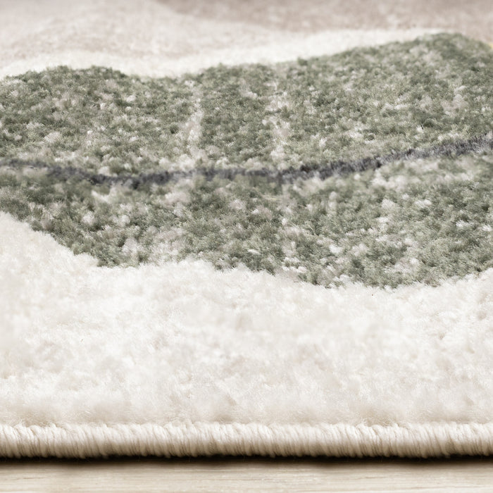 Carpette Marley verte, jaune et taupe à motif géométrique - 5 pi 3 po x 7 pi 7 po