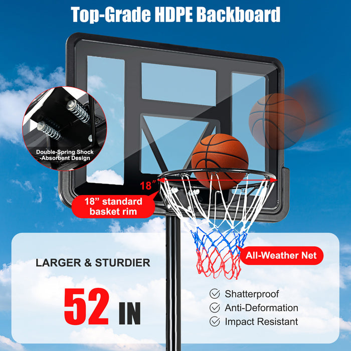 Support De Panier De Basket-ball Portable De Marque Costway Hauteur Reglable Avec Roues Arriere Incassables