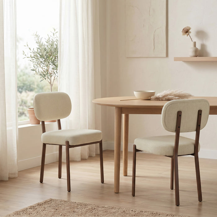 HOMCOM Chaises de Salle a Manger Rembourrees en Lin, Chaises de Cuisine, Beige